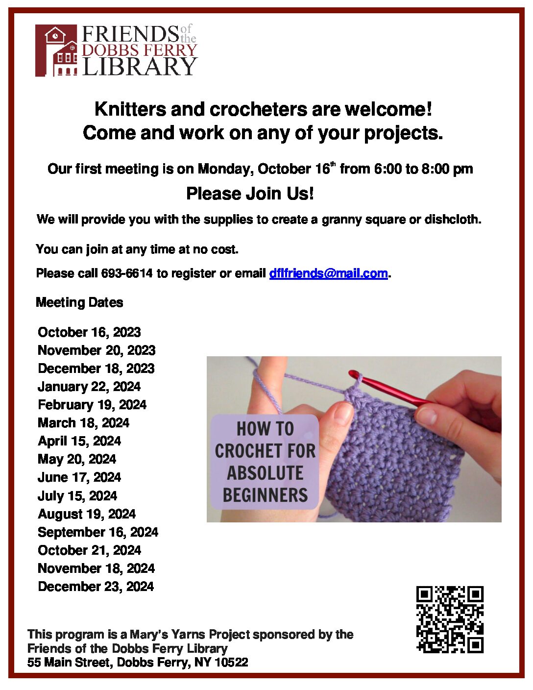 NEW DATE: Mary's Yarns Crafting Group - Knitters and Crocheters