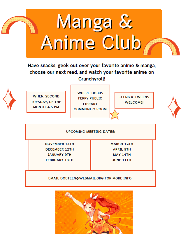 Teen Manga and Anime Club (Registration Requested) - Dobbs Ferry Library