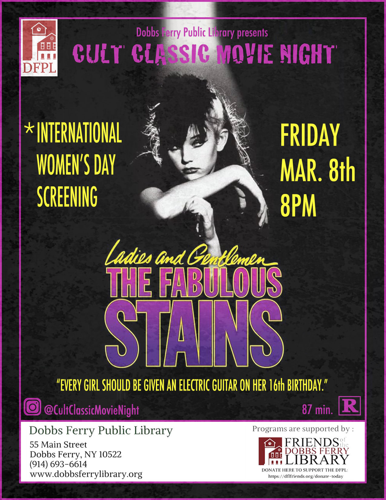 Cult Classic Movie Night International Women's Day Screening: Ladies and Gentlemen, The Fabulous Stains (1982/Rated R/Musical, Thriller/97 min)