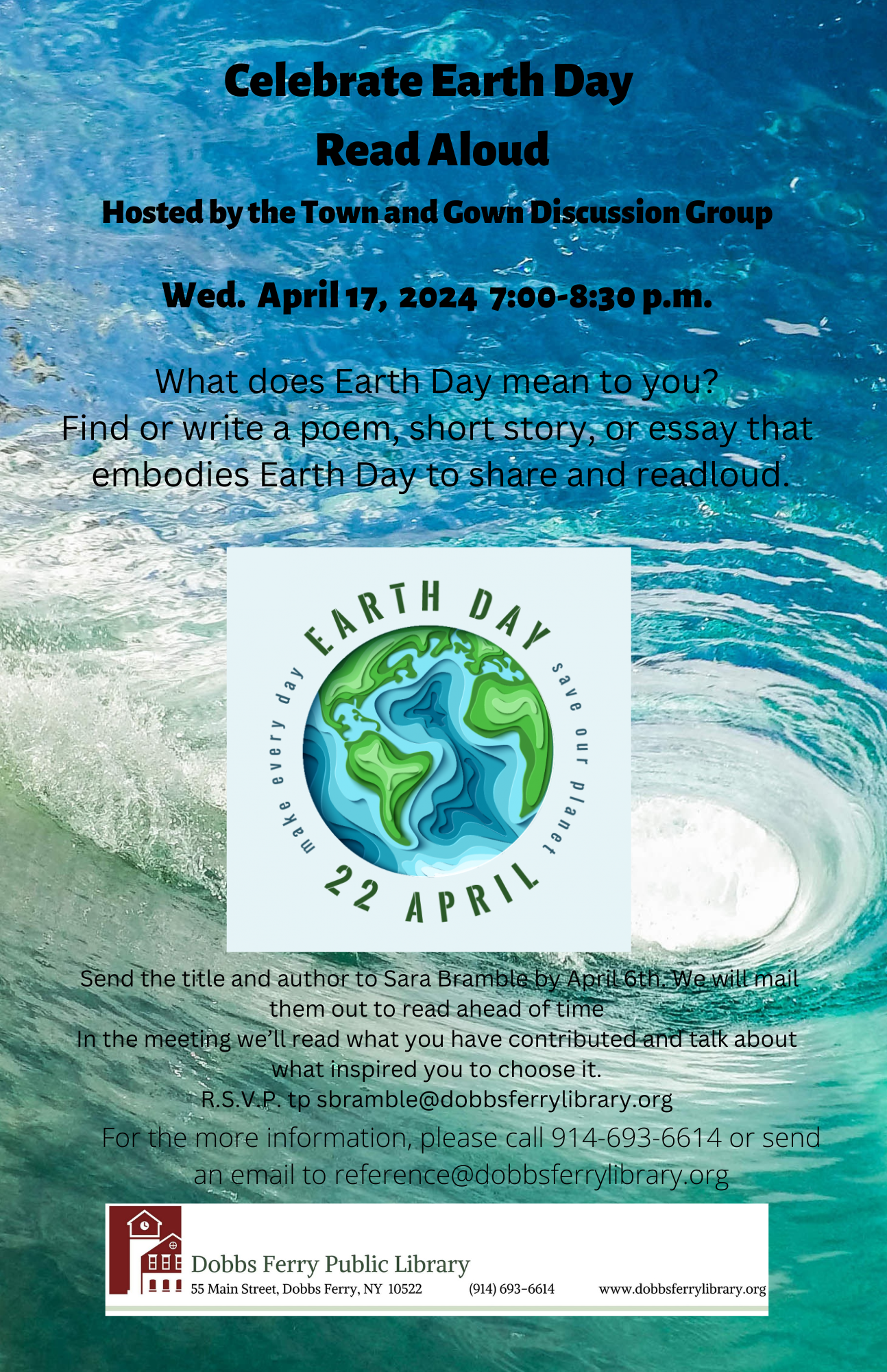 Hybrid Virtual and In-Person Town and Gown Literary Discussion Group: Celebrate Earth Day