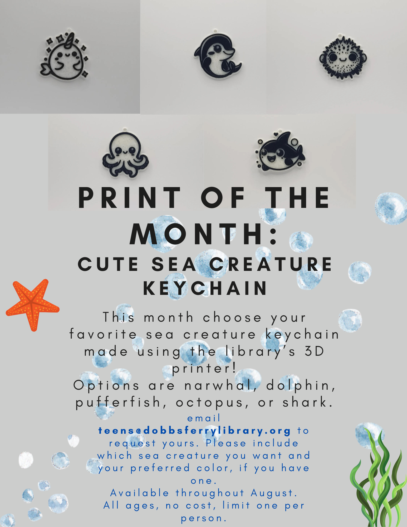 August Print of the Month: Cute Sea Creature Keychain
