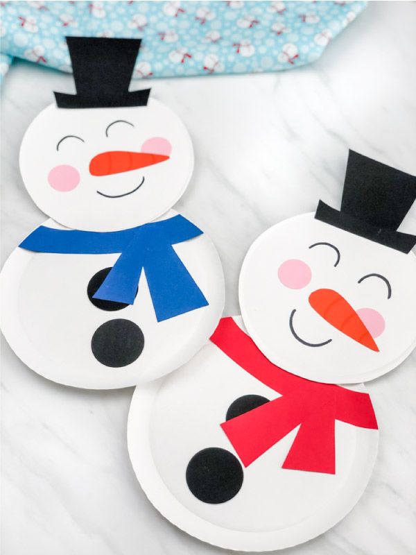 Take & Make Craft Kits for Kids: Paper Plate Snowman Craft - Limited Supply / First-come First-served