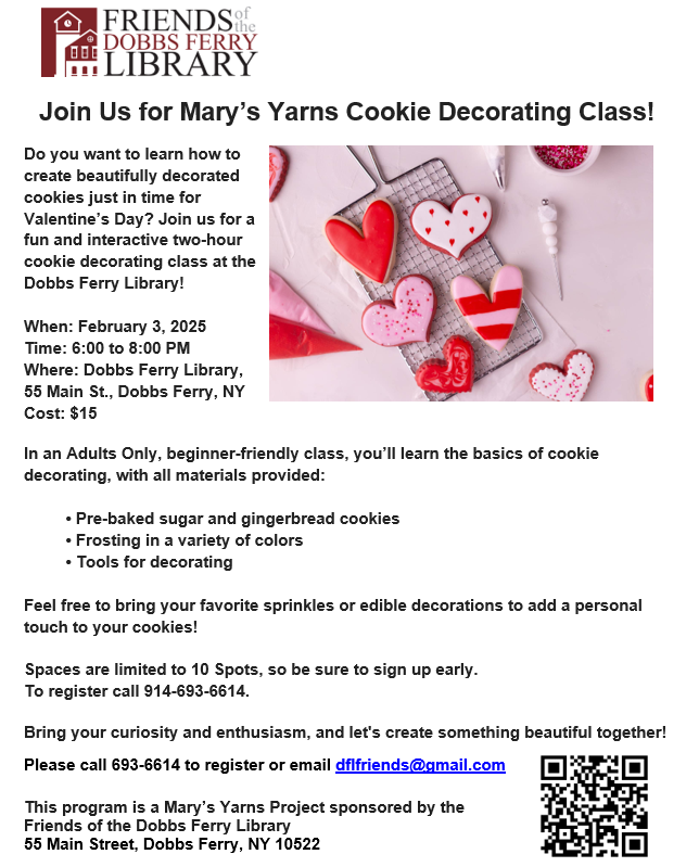 Mary’s Yarns Cookie Decorating Class (Registration - $15 fee) (Waitlist)