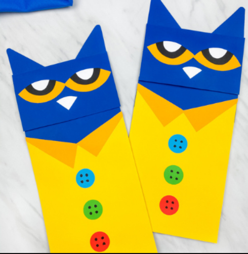 Take & Make Craft Kits for Kids: Paper Bag Pete the Cat Puppets - Limited Supply / First-come First-served