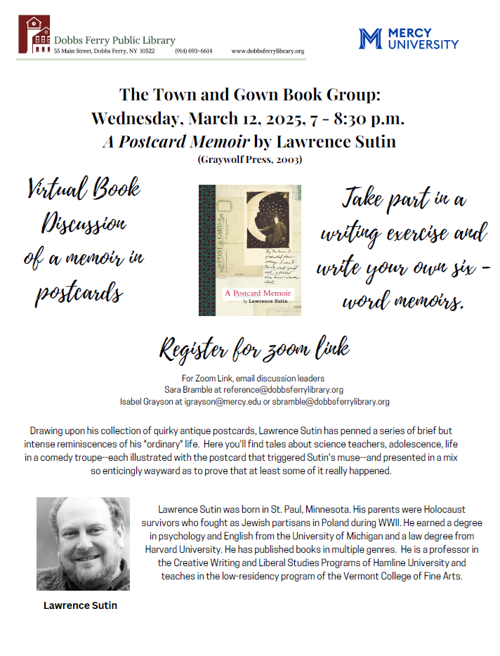 Virtual Town and Gown Literary Discussion Group: "A Postcard Memoir"