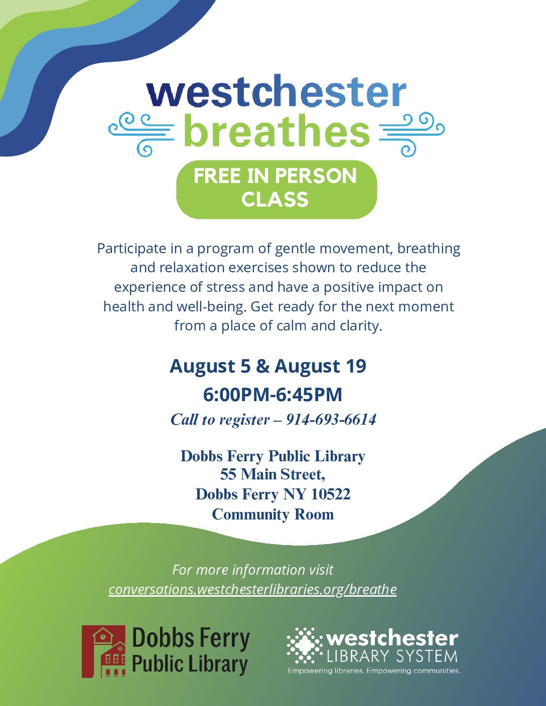 Westchester Breathes Free In-Person Class (Registration)