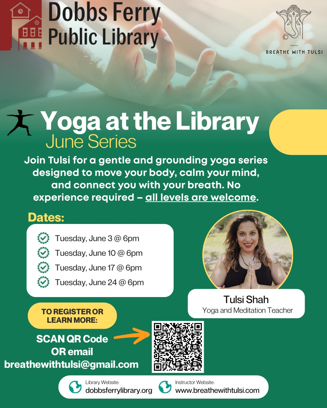 Yoga - Breathe with Tulsi (Registration)