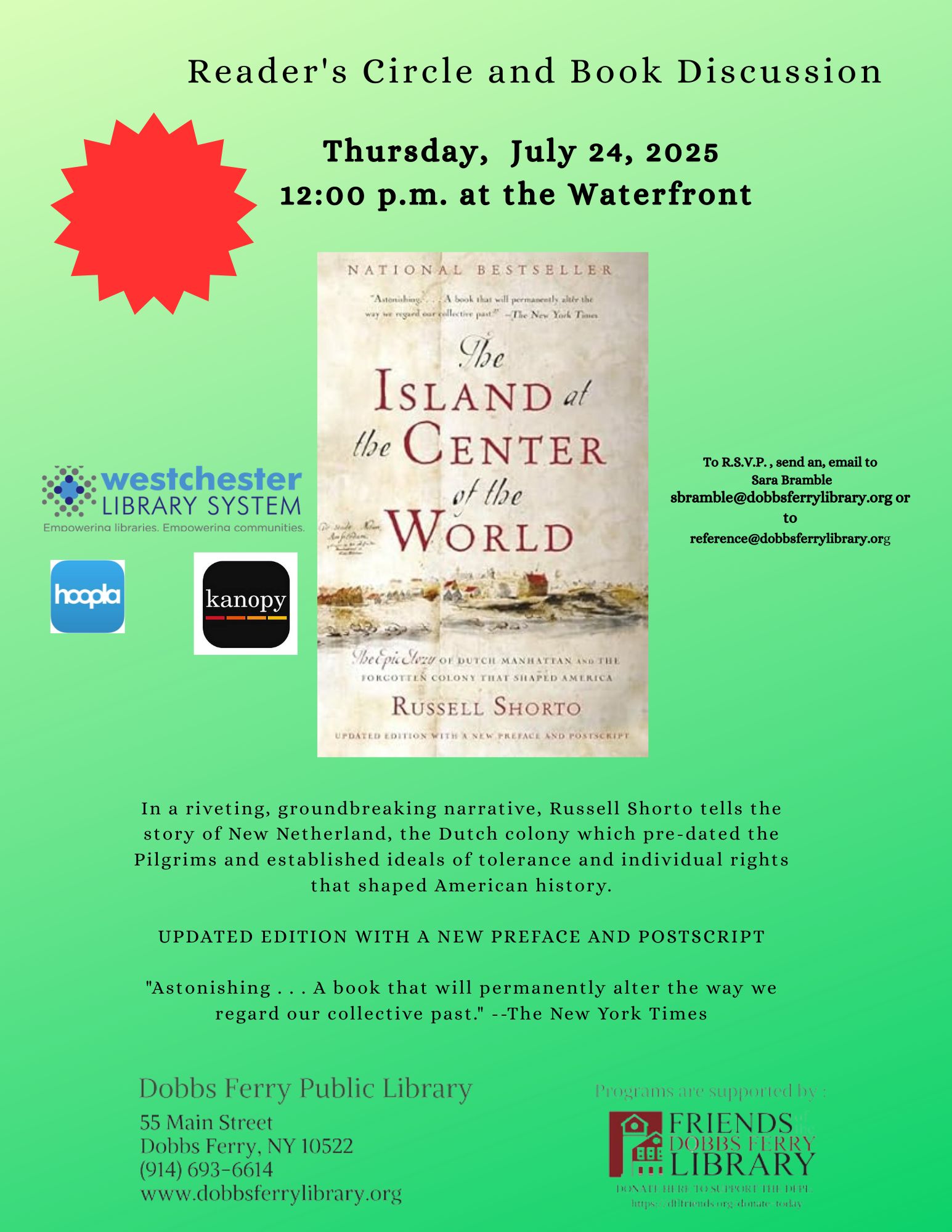 Reader's Circle & Book Discussion: The Island at the Center of the World (please R.S.V.P.)