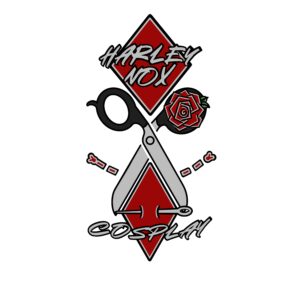 Harley Nox logo featuring a pair of scissors and a sewing needle.