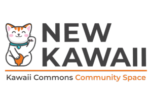 A lucky cat cartoon next to the words "New Kawaii, Kawaii Commons Community Space."
