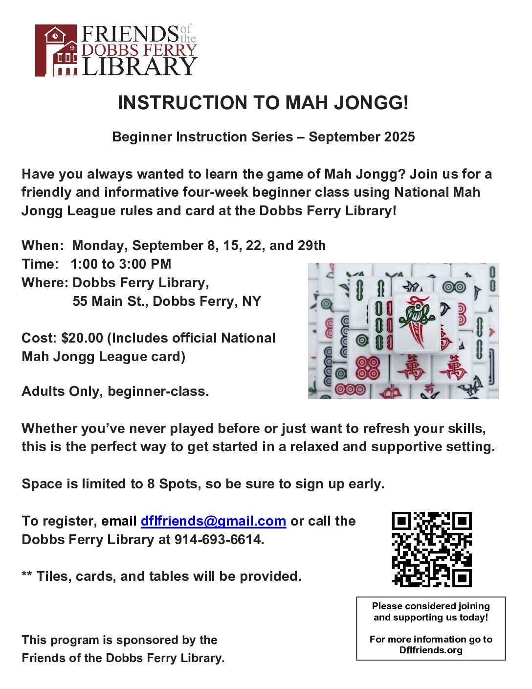 MAH JONGG Beginner Instruction Series (Registration)