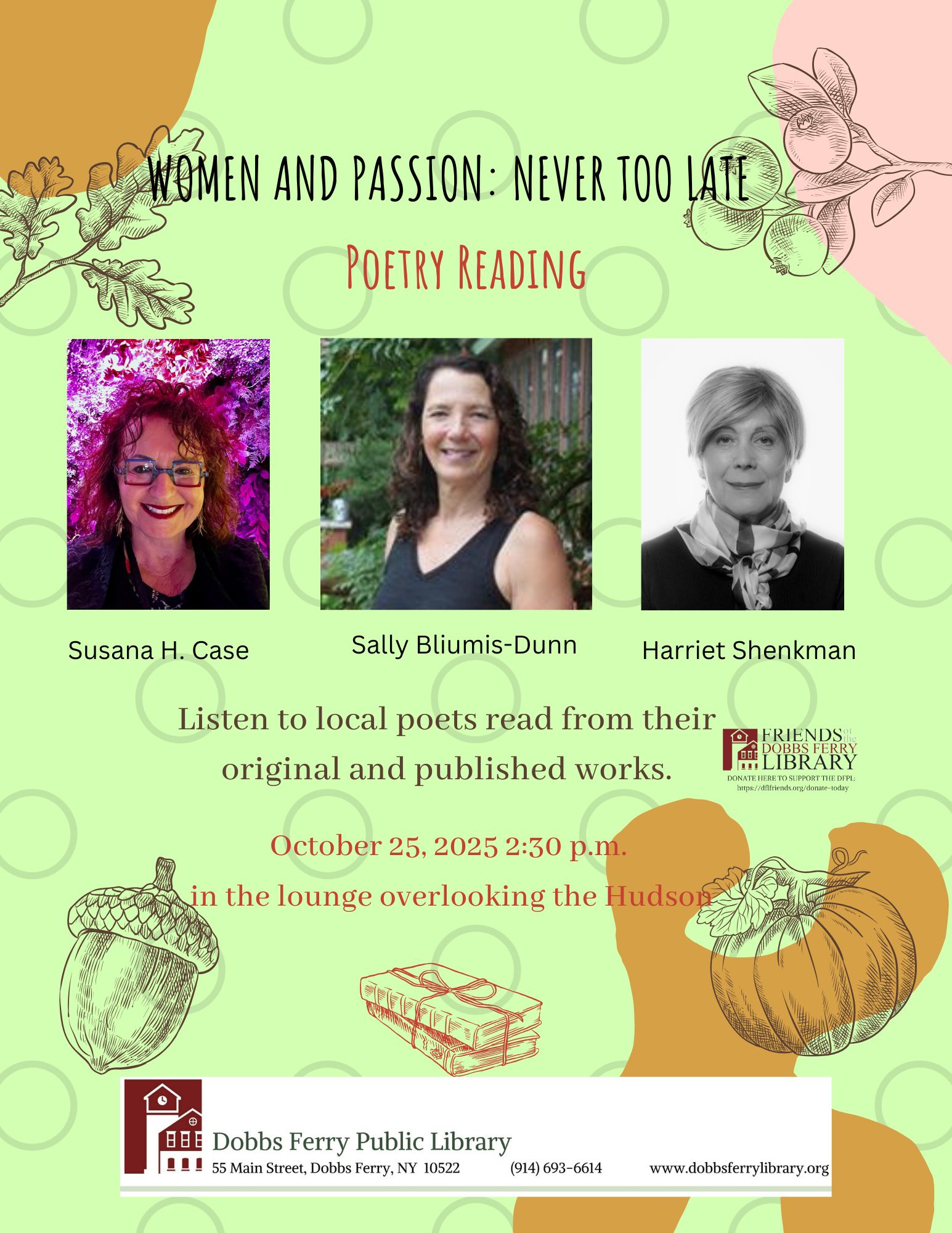 Women and Passion: Never Too Late -- A Poetry Reading by Local Poets
