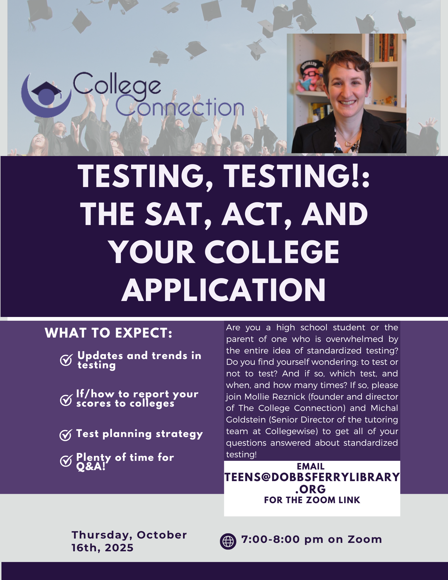 Virtual Program: Testing, Testing: The SAT, ACT, and Your College Application