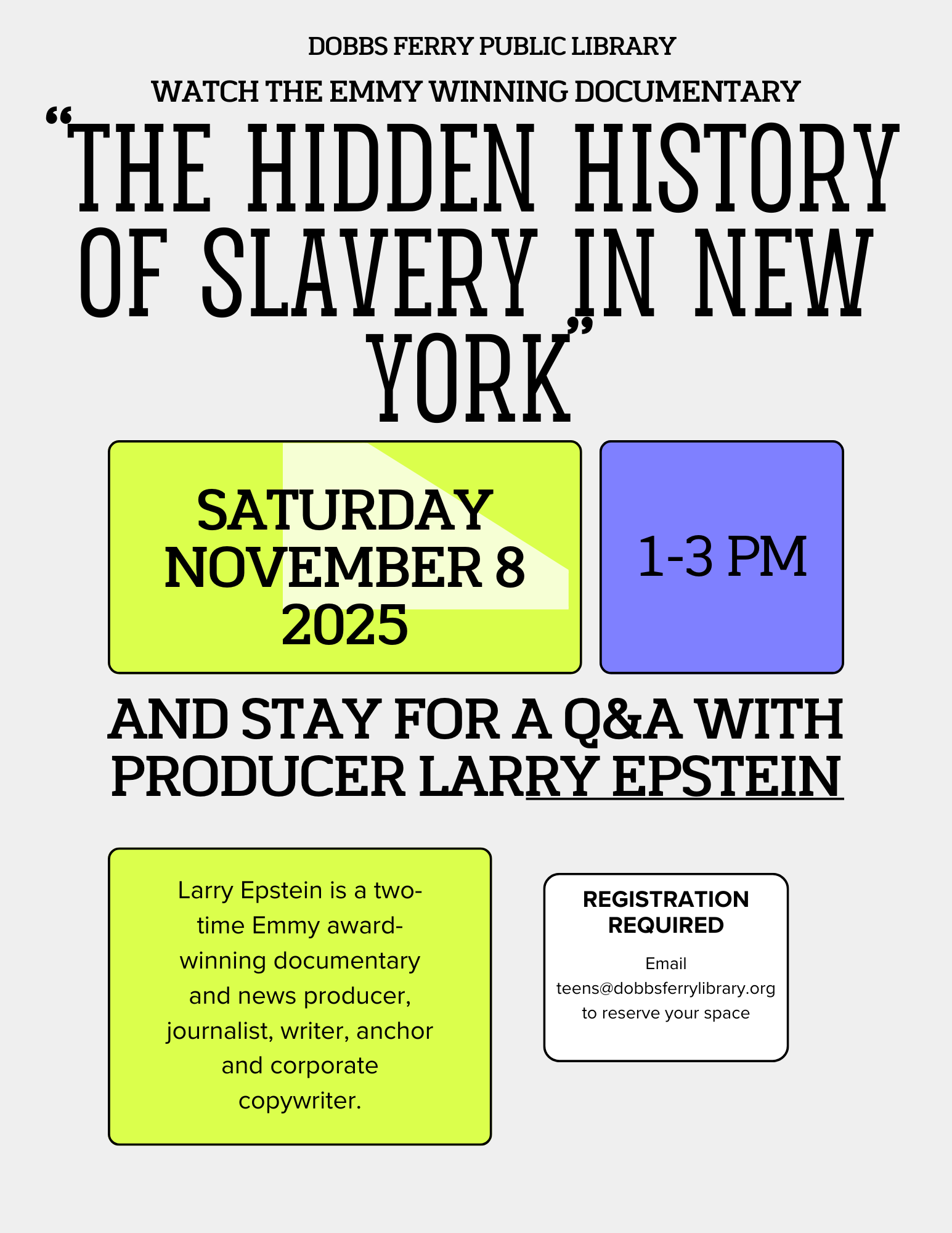 The Hidden History of Slavery in New York (Registration)