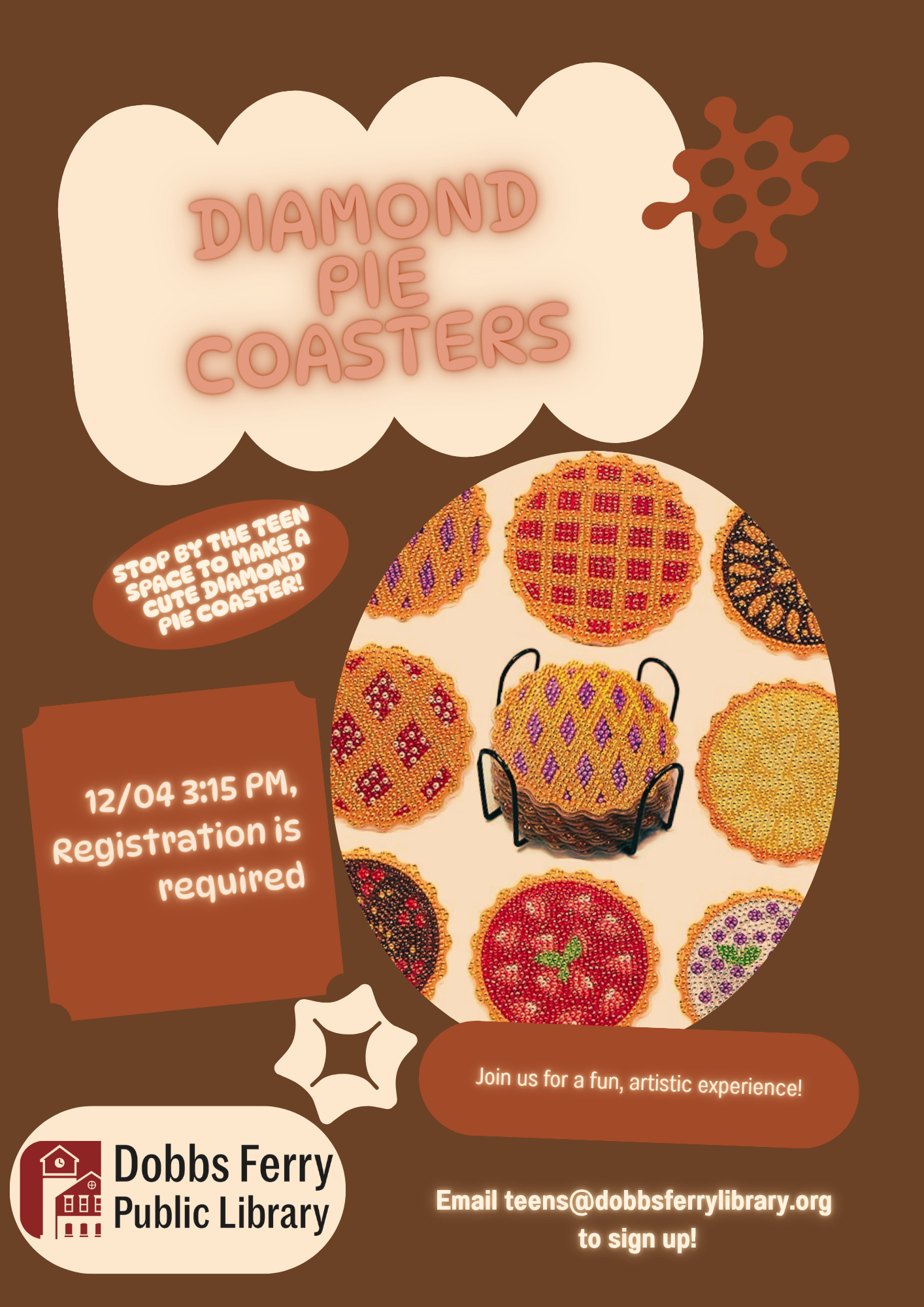 Diamond Pie Coasters Project in the Teen Space (Registration)