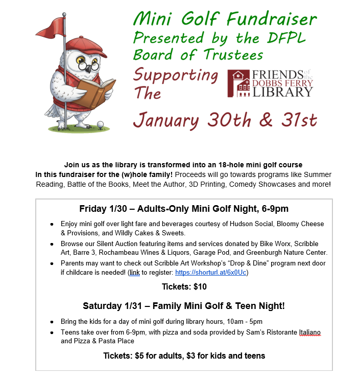 Library Mini Golf Fundraiser: All Ages Fun