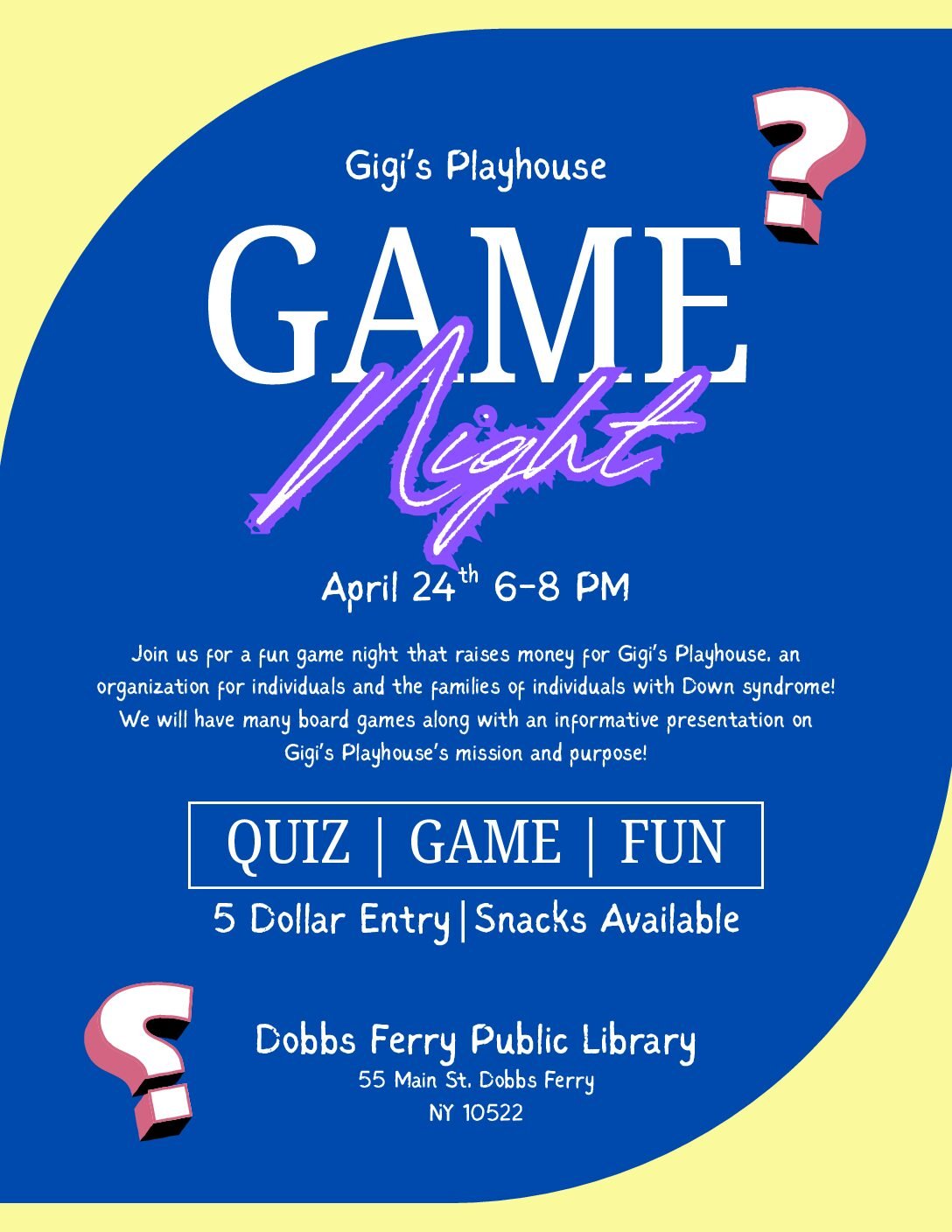 Gigi's Playhouse Game Night - benefit for Gigi's Playhouse