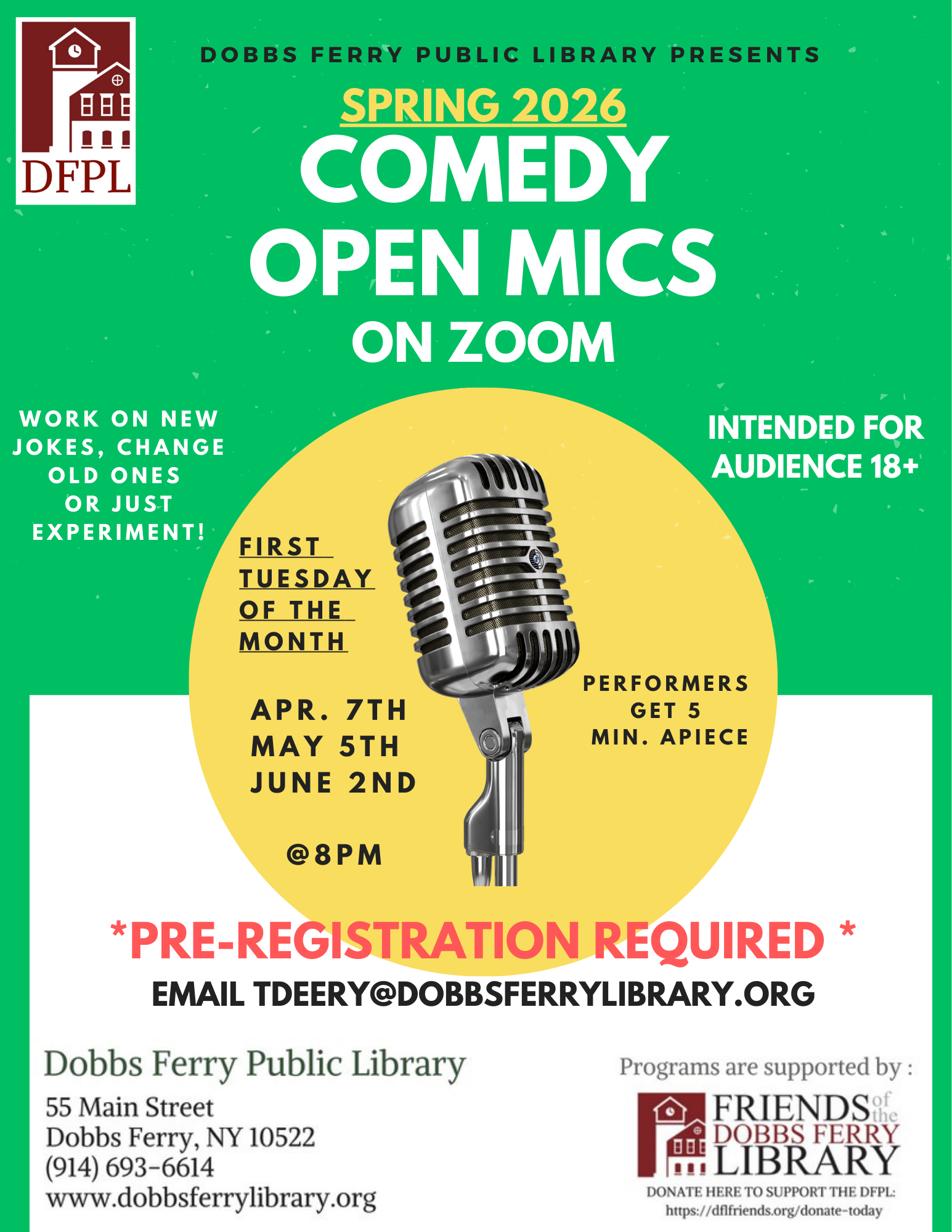 Comedy Open Mic (ON ZOOM) (Registration)