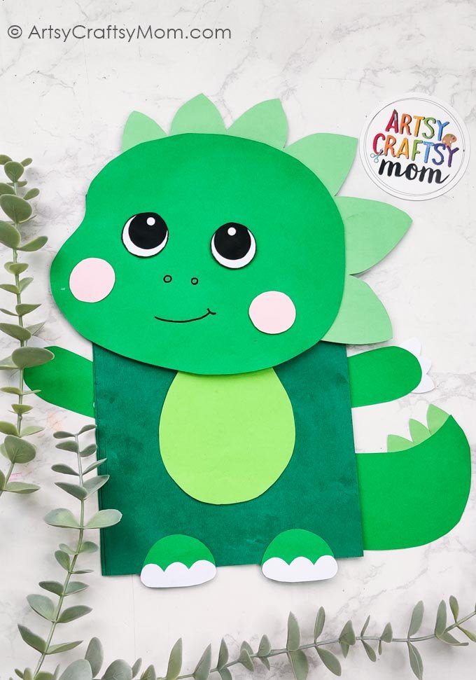 Take & Make Craft Kits for Kids: Paper Bag Dinosaur Puppet - Limited Supply / First-come First-served