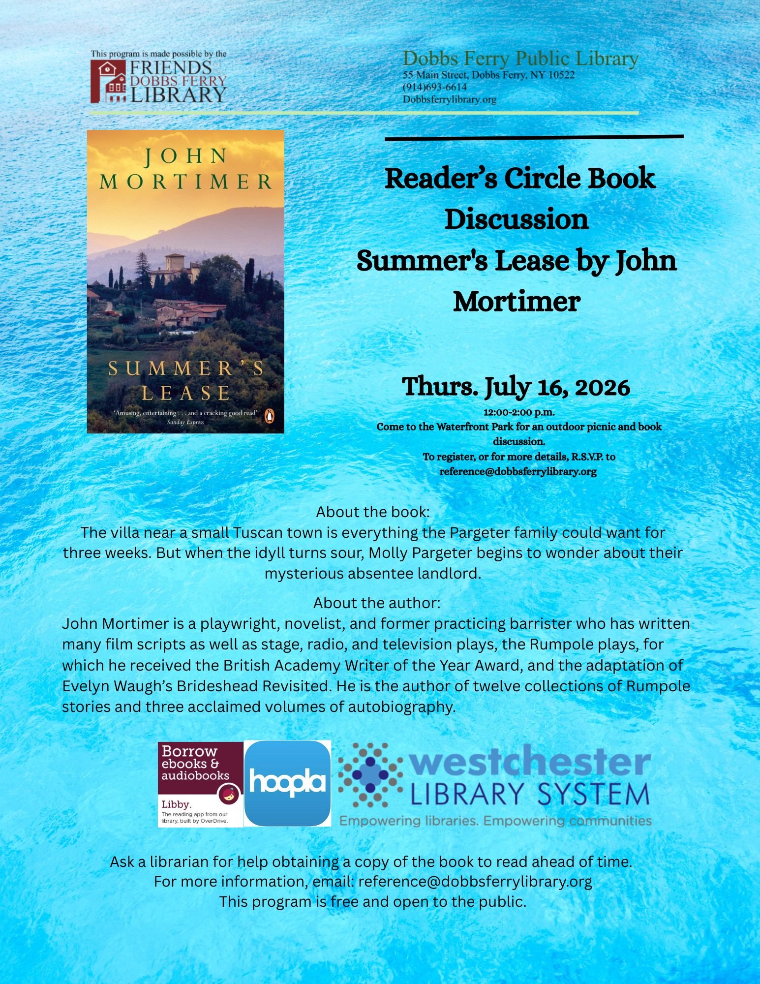 Reader's Circle at the Waterfront: "Summer's Lease" by John Mortimer (Registration)
