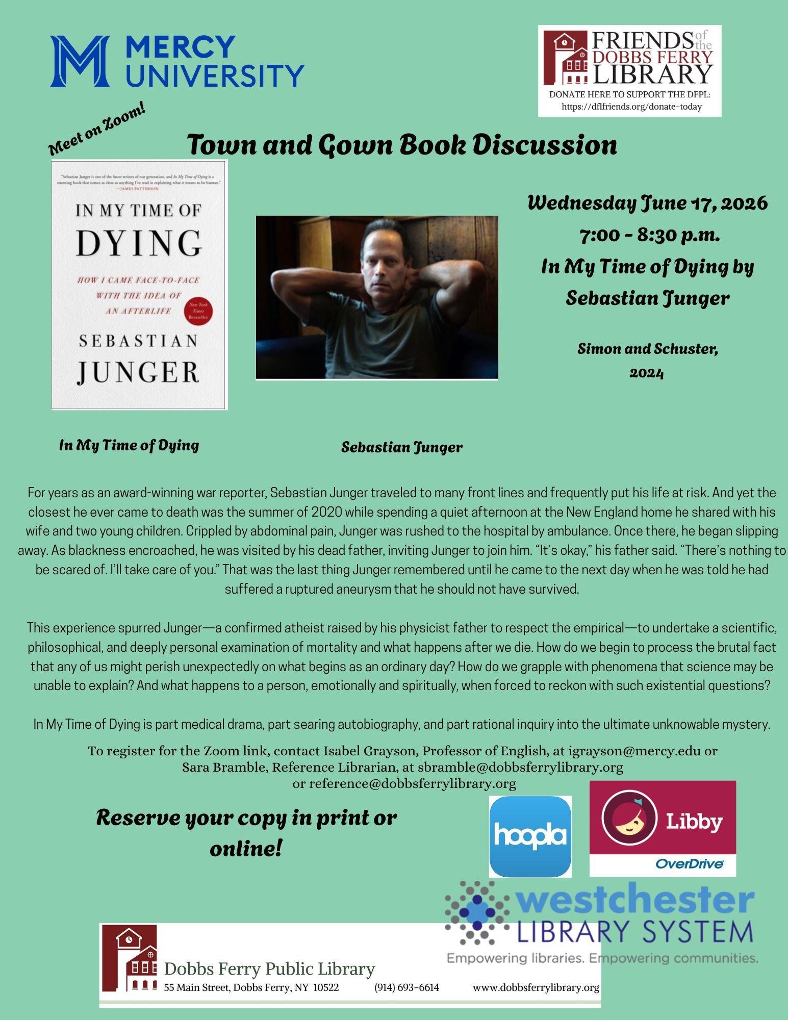Virtual Town and Gown Literary Discussion Group: "In My Time of Dying"