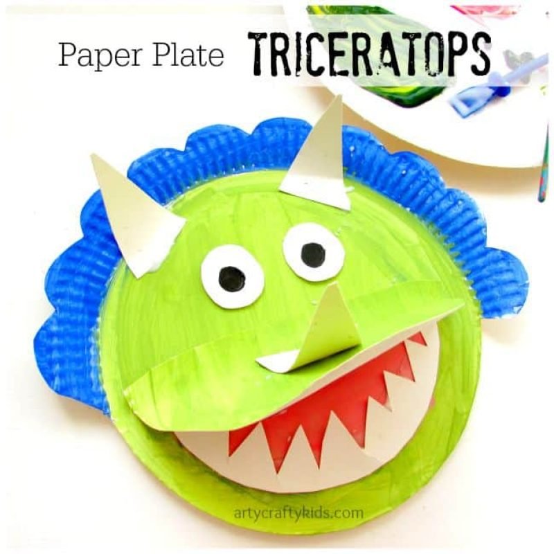 Take & Make Craft Kits for Kids: Paper Plate Triceratops - Limited Supply / First-come First-served