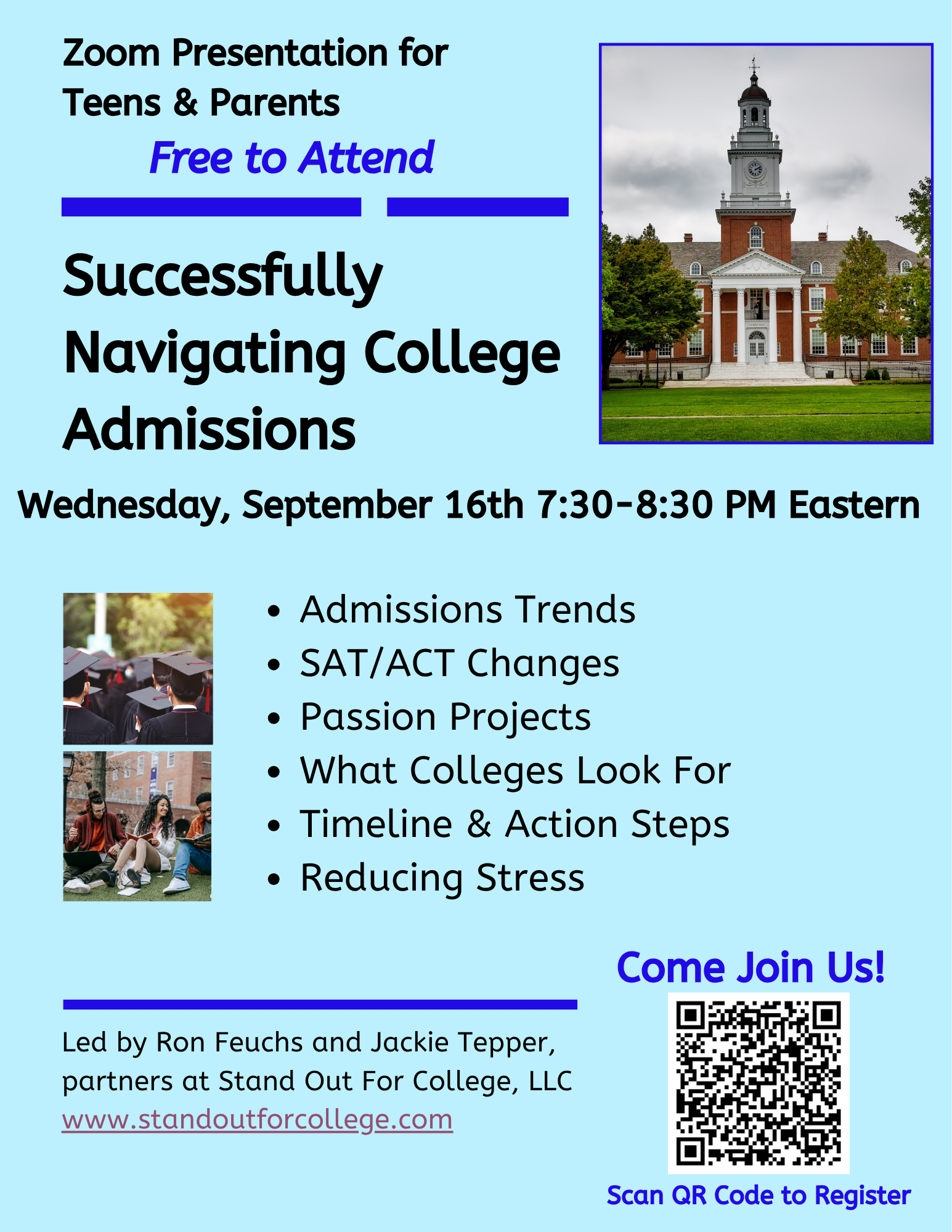 Virtual Program: Successfully Navigating College Admissions This Fall