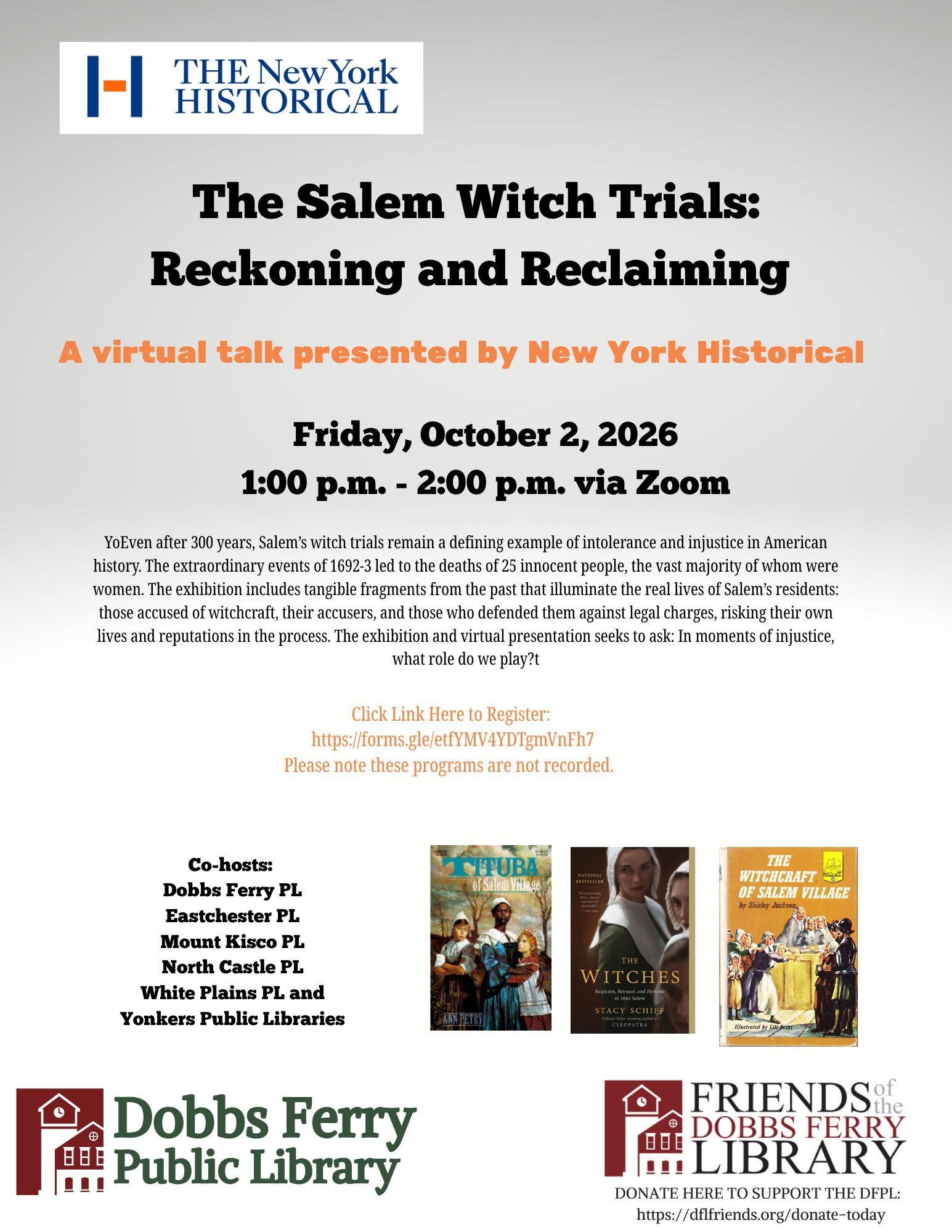 Virtual Program: The Salem Witch Trials: Reckoning and Reclaiming (Registration)